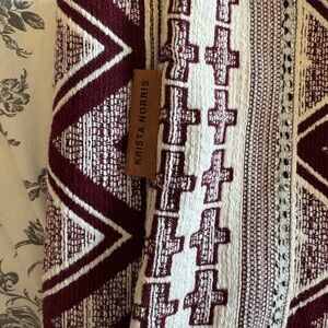 Krista Norris Burgundy and Cream Knit Scarf
